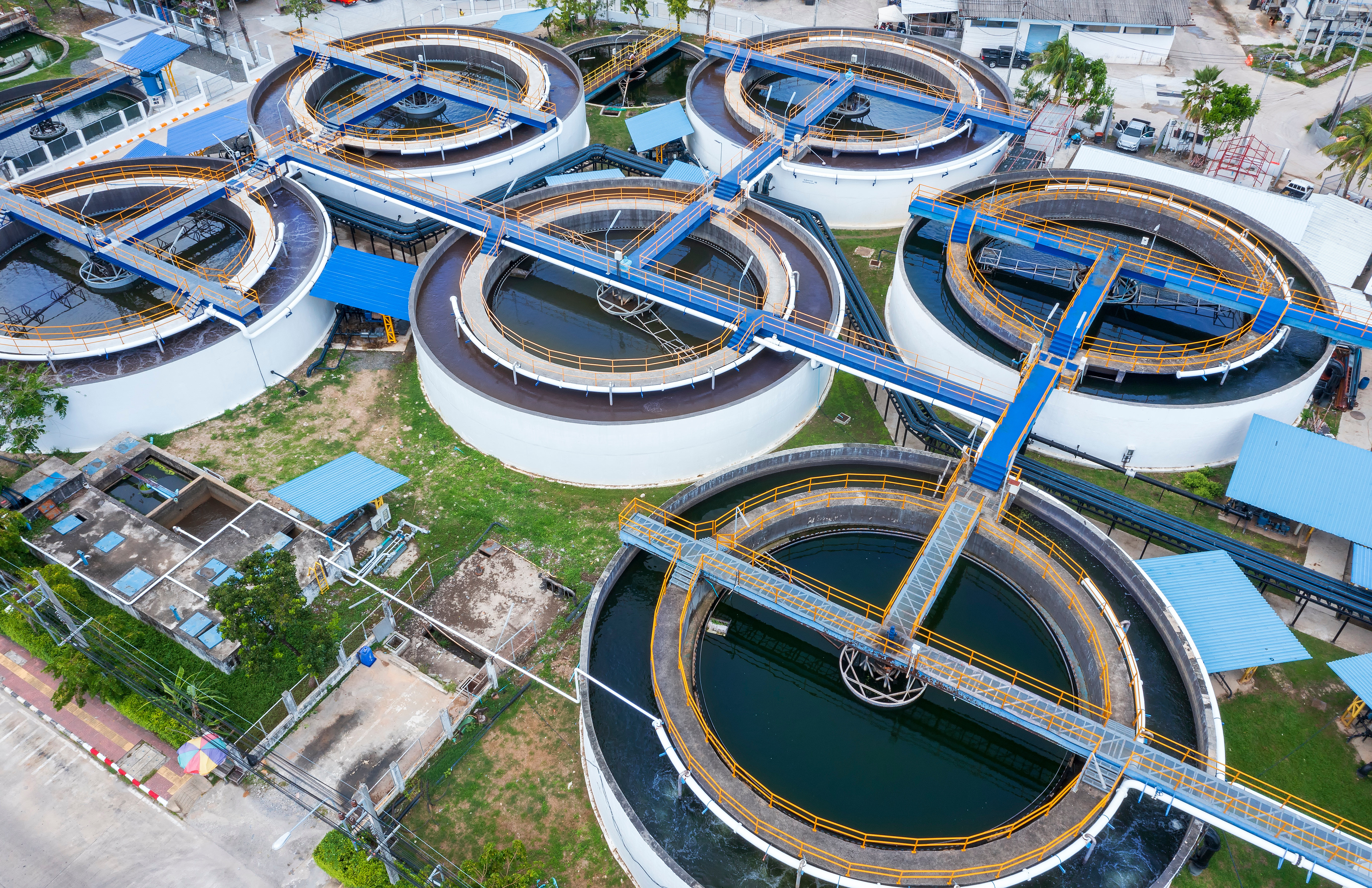 Aerial view Water treatment plant.